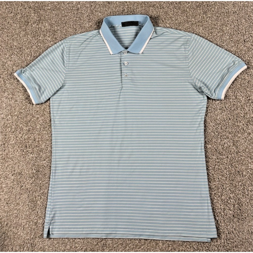 G/Fore Polo Shirt Mens Medium Blue Striped Short Sleeve Golf Stretch Outdoor